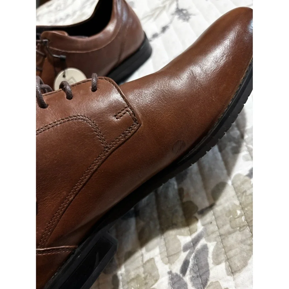 Rockport Derby Men 9 Brown New Waterproof Leather Plain Toe Shoes CI5263
